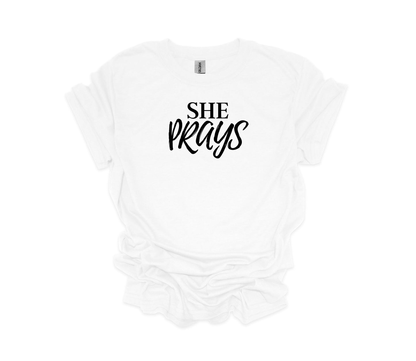 Signature She Prays T-Shirt- White